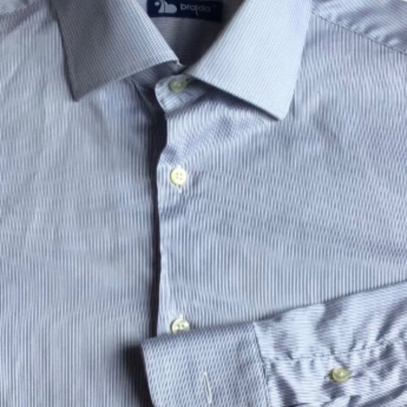 Brajda light gray  pinstripes soft cotton shirt Sz 16 ~ 40 made  in Italy 🇮🇹 - Picture 2 of 11